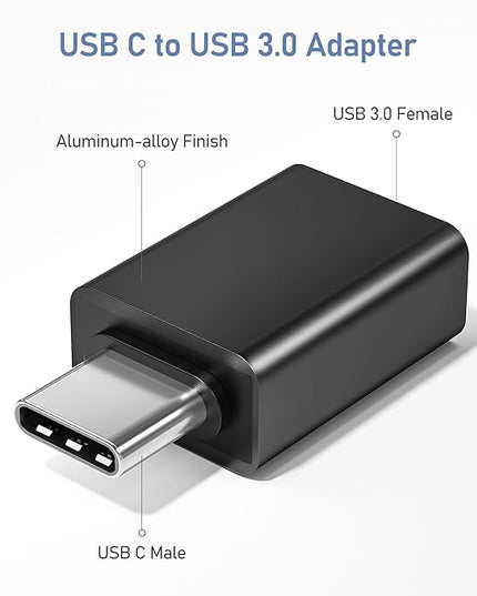 Basesailor USB C to USB Adapter 3Pack,USB C Male to USB A 3.0 Female Adapter,Type C Thunderbolt 4 OTG Converter for Apple MacBook Pro,Mac Book,iPad,Microsoft Surface Go,Samsung Galaxy S25,iPhone 17 16