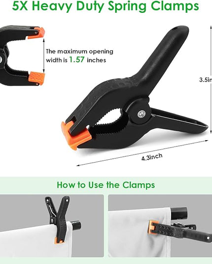 Green Screen Backdrop Kit, Portable Greenscreen Background with T-Shaped Stand, 5 Clamps & Carrying Bag for Photography, Streaming, Zoom, Gaming, (White, 6.5 Feet X 5.0 Feet)