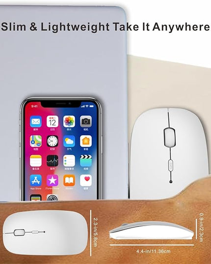 HOTDREAM Bluetooth Rechargeable Mouse for iPad Air/iPad Pro/Laptop/Tablet/iPhone/PC, (Not for Mac,MacBook) Silver