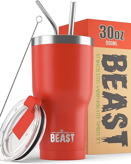 Beast 30 oz Tumbler Stainless Steel Vacuum Insulated Coffee Ice Cup Double Wall Travel Flask (Ladybug Red)