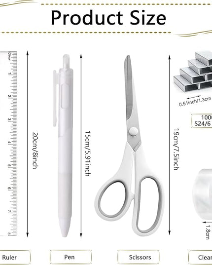 Office Supplies,Desk Accessories,Stapler and Tape Dispenser Set,1000 Staples,Staple Remover,Pen Holder,Folding Phone Holder,Journal Notebook,Ballpoint Pen,Scissor,Ruler,Clear Tape,Sticky Notes,Ect