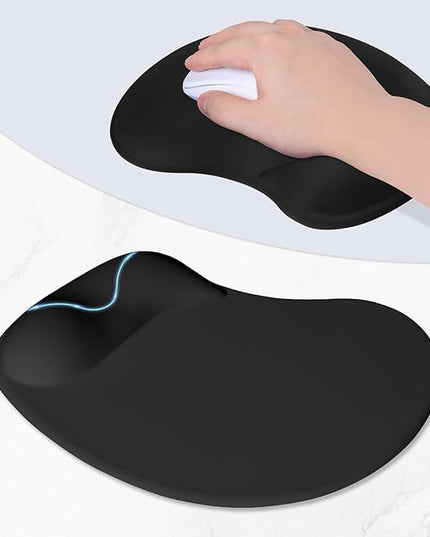 ITNRSIIET Ergonomic Mouse Pad, Cushioned Gel Wrist Rest, Non-Slip Base, Smooth Surface, Cute Multi-Color, 9.5 x 8.2 in, Black