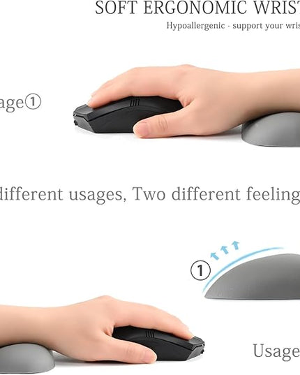UnivoColors Design-Wave Wrist Rest, Artificial Sheepskin+Memory Foam+Ergonomic+Anti-Slip Gel, Resilience Support During Work and Gaming,Mouse Accessory,Grey
