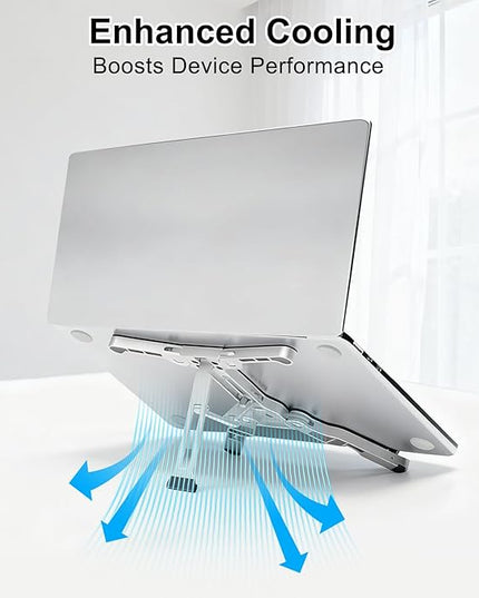 Laptop Stand for Desk, Ergonomic Portable Laptop Stand, Riser Holder Notebook Stands, Foldable Aluminum Computer Stand with Air, Pro, More 10-16” Laptops, Tablets, Phone