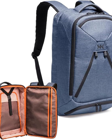 Knack Series 1 Laptop Backpack Fits up to 15 Inch - Knack Bags Carry-On Backpack, TSA Approved, Expandable Travel Backpacks With 3 Day Outfit Capacity (Indigo Blue, Medium)