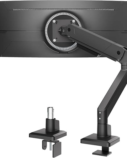 monTEK Single Monitor Arm for Max 45 Inch Ultrawide Screens Adjustable Monitor Desk Mount Holds 35 Lbs Cable Management with Clamp/Grommet Desk Mount, VESA 75/100mm, MA1007BK