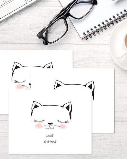Current Kitty Ears Personalized Note Cards - 24 Cards with White Envelopes, 4¼ x 5½ Inch Size, Blank Stationery, Add Names or Text, For Thank You Notes, Invitations, & Announcements