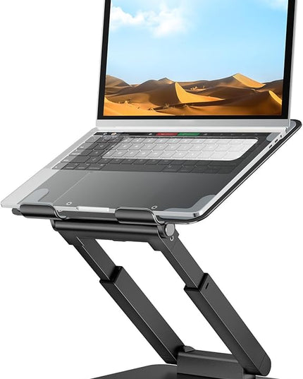 tounee Laptop Stand for Desk Adjustable Height, Telescopic Computer Stand with Pull Out Design Ergonomic Laptop Riser Fits All Laptops 10-17"-Black