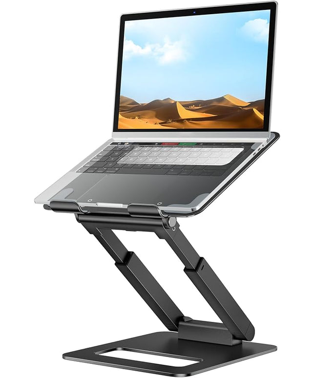 tounee Laptop Stand for Desk Adjustable Height, Telescopic Computer Stand with Pull Out Design Ergonomic Laptop Riser Fits All Laptops 10-17"-Black