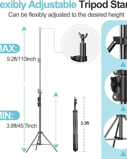 EMART Heavy Duty Background Stand, 9.2 x 10ft Adjustable Backdrop Support System Kit with Carry Bag for Photography