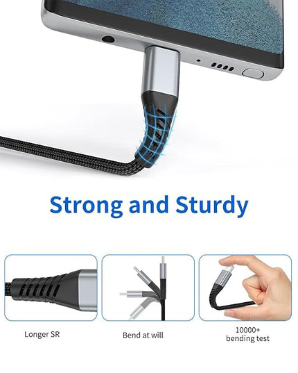 Short USB C Cable 1FT, 3-Pack USB A to USB C Cord 1 Foot USB C Charger Cable Fast Charging Braided USB Type C Short Cable for iPhone 16 15 Pro Max, Samsung Galaxy S24 S23, Moto G8, Google Pixel