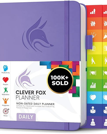 Clever Fox Daily Planner – Undated Planning Notebook with Hourly Schedule & To-Do List – Personal Day Task & Work Organizer, 6 Months (Lavender)