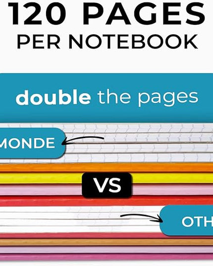 Rosmonde 50 Pack A5 Kraft Journal, Extra Pages - 120 Pages (60 Sheets), Long Lasting, Wide Ruled, 8 x 5.7 Kraft Notebook, Bulk Journal Notebook A5, Bulk Composition Notebooks, Bulk Notebook for School