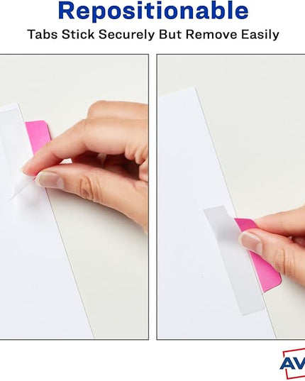 Avery Margin Ultra Tabs, 2.5" x 1", 2-Side Writable, Assorted Neon Color, 24 Repositionable Page Tabs (74767)