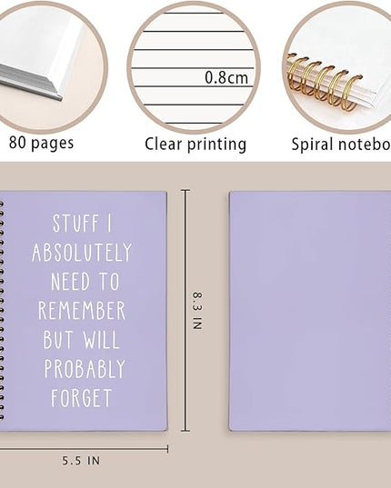 LIANGW Funny Purple Notebooks for Work, Funny Work Gifts for Coworkers & Boss, Coworker Office Gifts for Men Women, Fun Spiral Notebooks Journals for Writing, Funny Office Supplies 5.5x8.3 Inch