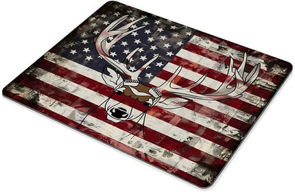 Square Mouse Pad Majestic Deer and National Flag 1,Gaming Mouse Pads for Desk,Soft Computer Waterproof Non-Slip Mouse Mat