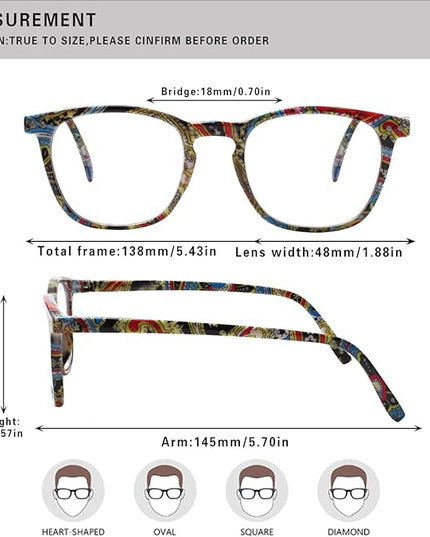 Henotin 3-Pack Blue Light Blocking Reading Glasses,Spring Hinge Computer Readers for Men Women,Anti UV Ray Filter Eyeglasses (readers for women, 1.75)