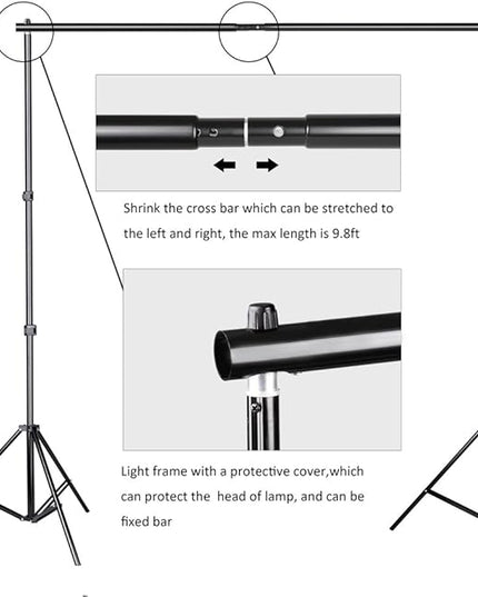 SLOW DOLPHIN Photo Video Studio 10x7ft(WxH) Adjustable Backdrop Support System Kit Background Stand with Carry Bag