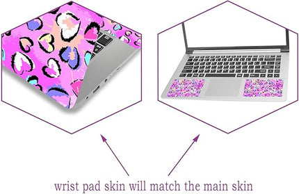 Laptop Skin Sticker Decal Cover, 11.6”12" 13" 13.3" 14" 15" 15.4" 15.6" Laptop Netbook Skins Sticker Notebook Protector (2 Wrist Pad Included), Removable Reusable, Easy to Apply, Pink Hearts Lovely