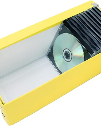 Snap-N-Store CD Storage Box - Pack of 1/2 - Durable Disc Holder with Lid to Store for Discs (2 Pack - CD, Yellow)