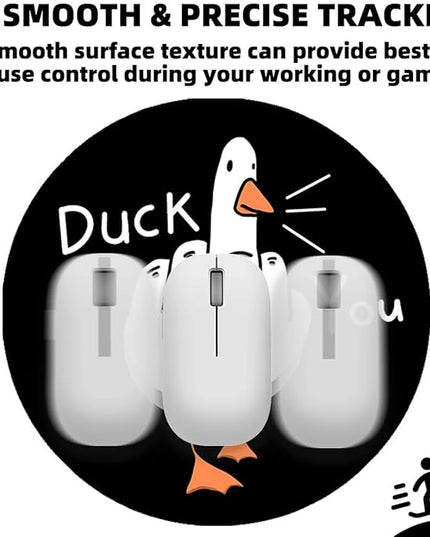 Funny Duck Small Mouse Pad, Cute Mousepad with Non-Slip Rubber Base, Round Mouse Pads for Desk Accessories Laptop Gaming Office Supplies Decor(8.6 x 8.6 Inch)
