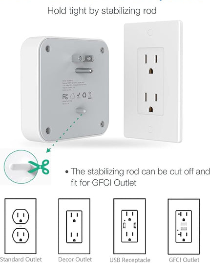 Multi Plug Outlet Splitter, TESSAN Widely Spaced Outlet Extender with 4 AC, Wall Plug Expander Surge Protector for Home, Office, Dorm Essentials