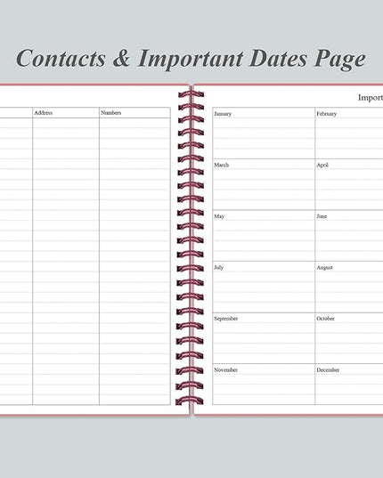 Daily Planner Undated - A5 To Do List Notebook Hourly Schedules, Spiral Appointment Planner for Women and Men, PVC Hardcover, Inner Pocket, Elastic Closure, 5.8" x 8.3", Pink