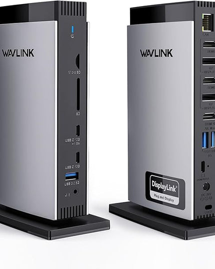 WAVLINK DisplayLink Docking Station 3 Monitors with 130WPD Power Adapter, USB C Laptop Dock for M1/M2/M3/M4/Mac and Windows, Thunderbolt 4/3