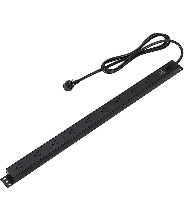 Amazon Basics Surge Protector Power Strip, 9-Outlet, Heavy Duty, Metal, 600 Joules, 6ft Extension Cord, Mountable, Wide Spaced, Black
