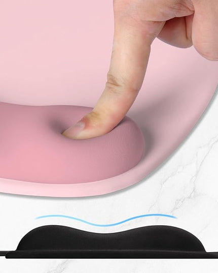 ITNRSIIET Ergonomic Mouse Pad, Cushioned Gel Wrist Rest, Non-Slip Base, Smooth Surface, Cute Multi-Color, 9.5 x 8.2 in, Pink Accent