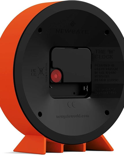 NEWGATE® M Mantel Echo Desk Clock | Modern Round Design | Pumpkin Orange | Easy to Read Numbers | Contemporary Style for Desk, Table, Shelf or Bedside
