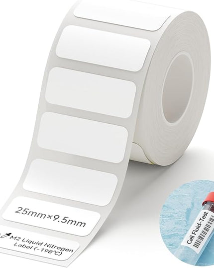 NIIMBOT M2/M3 Labels Low-Temperature Label Paper 0.98'' x 0.37'' (385Labels/Roll), Liquid Nitrogen Medical Scientific Research Sample Detection Centrifuge Tube -198°C Freezing Adhesive Sticker