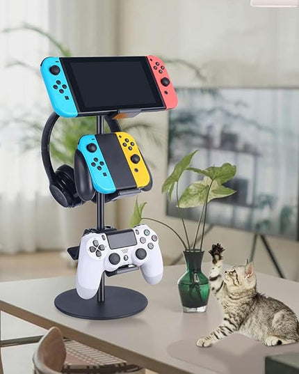 Controller Stand 3 Tier,Headphone Holder, Multi Adjustable Game Controller Headset Hanger for All Universal Gaming PC Accessories, Xbox PS4 PS5 Nintendo Switch(Smart Black)