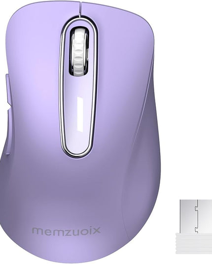 memzuoix 2.4G Wireless Mouse, 1400 DPI Computer Mice with USB Receiver, Portable Wireless USB Mouse Battery Powered Cordless Mice for Laptop, PC, Desktop, 5 Buttons (Lilac)