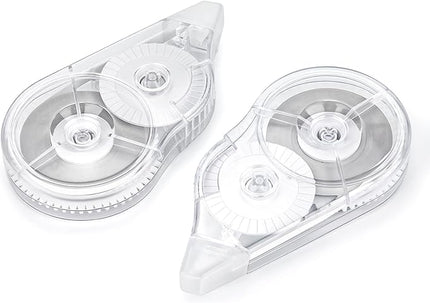 JEFURE 2 Pcs Correction Tape, 98.43 Ft White Wrong Out Tear-Resistant Bulk, Instant Corrections Easy To Use Applicator for School, Office, Note Taking, Journal (Tape Width 0.2 in，Clear)