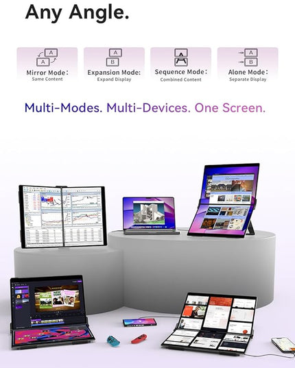 EHOMEWEI X1 Air, 14.2 Inch 2.8K IPS Display, 90Hz Dual-Screen, 400 Nit Brightness, 100% sRGB (Dual-Screen 14.2" No-Touch, 14.2")