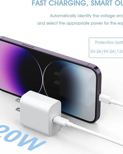 4Pack USB C Charger Block, iGENJUN 20W for Phone Fast Charger Wall Charger with PD 3.0, Compact Type C Power Adapter for Phone 17/16/15/14, Galaxy, Pixel, AirPods Pro (Arctic White)