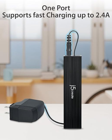 j5create 7-Port Powered USB 3.0 Data Hub with 3.3 ft Extended Cable [20W Power Adapter Included] for Mac, MacBook, Windows, Laptop, Surface, XPS, PC (JUH377)
