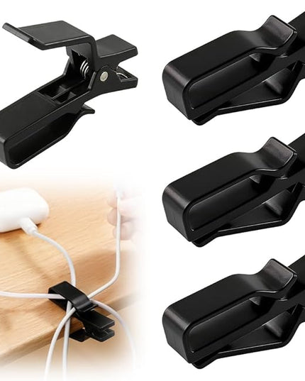 Movable Cord Holder for Nightstand, 2026 New Upgrade Cord Organizer Holder, Cable Organizers USB Cable Holder Wire Organizer Cord Clips, Cable Hider for Home, Office,Cubicle Accessories (6, Black)