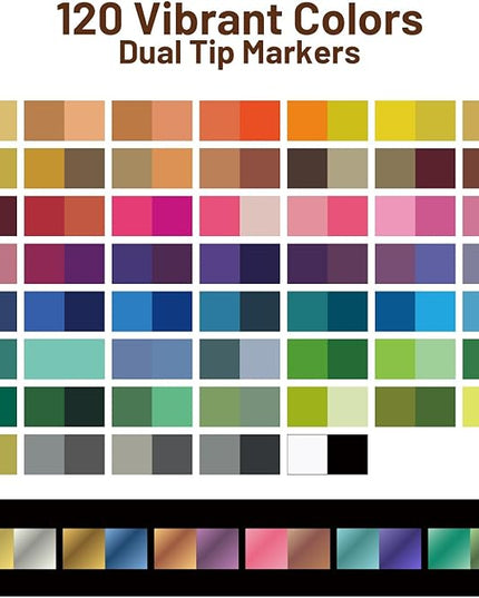 WINSONS 120 Colors Acrylic Paint Markers Dual Tip Dual Colors Brush Tip Pens for Rock Painting Supplies, Canvas, Wood, Calligraphy, Metal, Glass, DIY Crafts Art Supplies Kit (120 Colors - Dual Colors)
