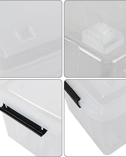 30 Quart Clear Plastic Latch Storage Bins with Wheels, 4-Pack Wheeled Clear Storage Totes