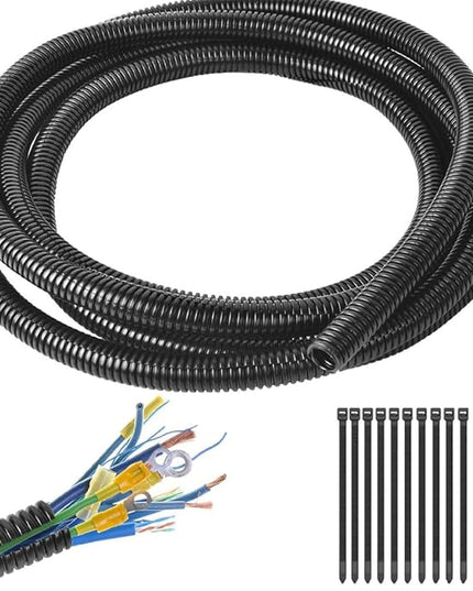 Black 1/2" inch Split Wire Loom Tubing,Alex Tech 32.8ft