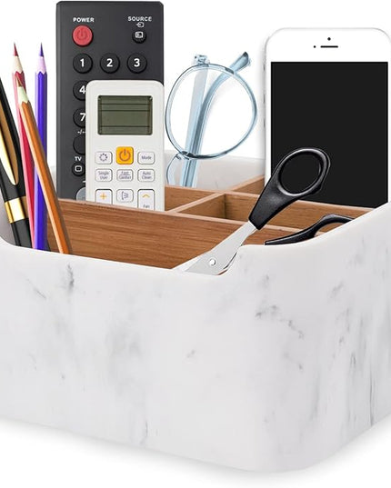 SZYRL Desk Organizers, Marble Remote Holders for Table, Modern Office Controller Pen Phone Holder Organizer, Stylish Caddy and Storage Accessories for Bedside Nightstand Desktop Coffee Table