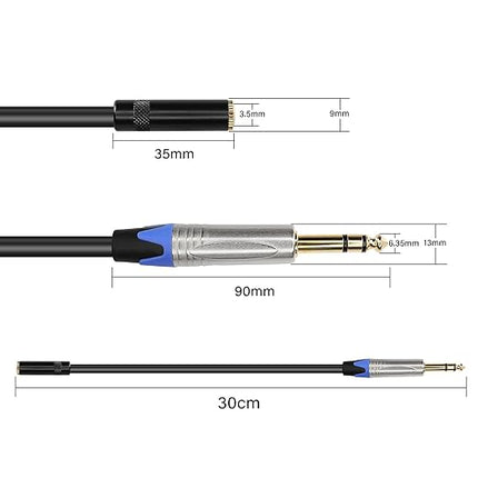 PNGKNYOCN 1/4 to 1/8 Headphone Adapter，6.35mm TRS Male to 3.5mm Female Stereo Jack Audio Adapter Extension Cable for Headphones, Amplifiers, Guitar,Amplifiers(0.3M/1FT)