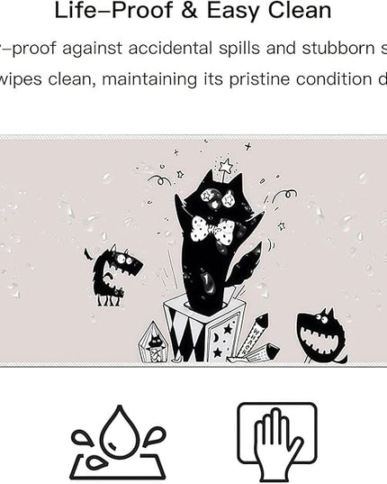 Large Mouse Pad for Desk, XXL Non-Slip Long Extended Gaming Mouse Mat Protector with Waterproof Rubber Base Stitched Edges for Office, Computer, Keyboard, Laptop and Home (Surprise Cat)