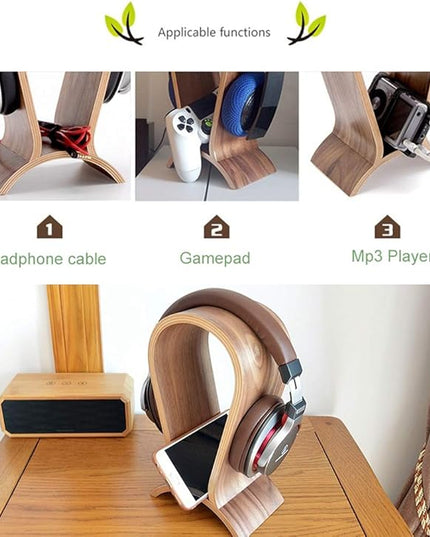 Headphone Stand Wood, Headset Stand for Desk, Walnut Gaming Headphone Holder Compatible for Sennheiser, Bose, Beats, Razer, AKG, Airpod Max, HyperX, Sony PS4 et.