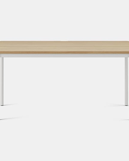 Branch Daily Desk - Functional at Home Office Desk with Effortless Assembly, Timeless Design, Rounded Corners, and Built-in Cable Notch - 58” W x 27” H x 24” D - Woodgrain - White