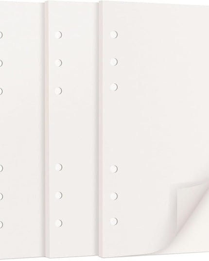 A6 Loose Leaf Refill Paper, 171x94mm, 135 Sheets Plain White Planner Refills, 6-Ring Binder Compatible, 100GSM Insert Papers for Notebooks, School, Office, College Notes, Journaling & Printing