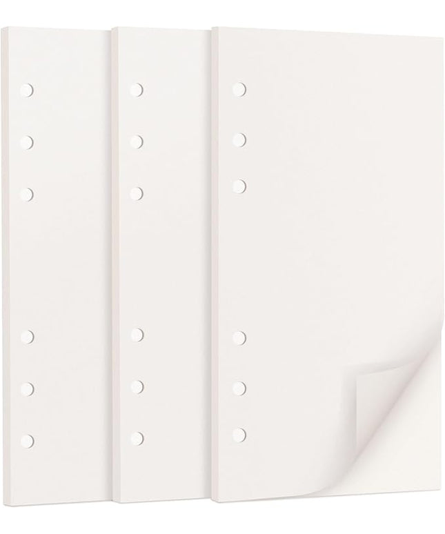 A6 Loose Leaf Refill Paper, 171x94mm, 135 Sheets Plain White Planner Refills, 6-Ring Binder Compatible, 100GSM Insert Papers for Notebooks, School, Office, College Notes, Journaling & Printing