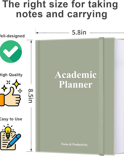 Academic Planner for 2026 or Anytime – A5 Undated Weekly Student Planner For Homeschool, High School, College & Nursing Students, 200 Pages, 5.8" x 8.5", Green